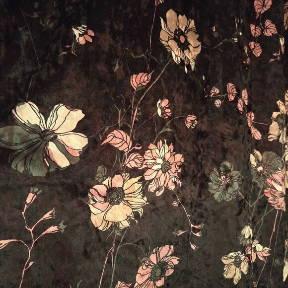 Chico's Black Floral Velvet Dress Ruffle Sleeve size 2 - Picture 5 of 7